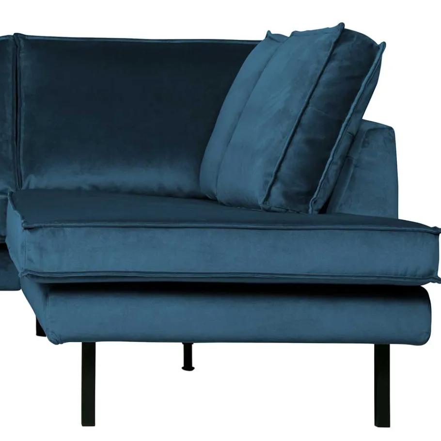 New Wohnen Samt Polsterecke in Blau - Cumagon