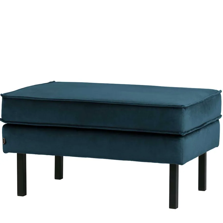 Hot Wohnen Samt Polsterhocker in Blau & Schwarz - Cumagon