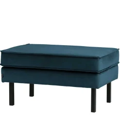 Hot Wohnen Samt Polsterhocker in Blau & Schwarz - Cumagon