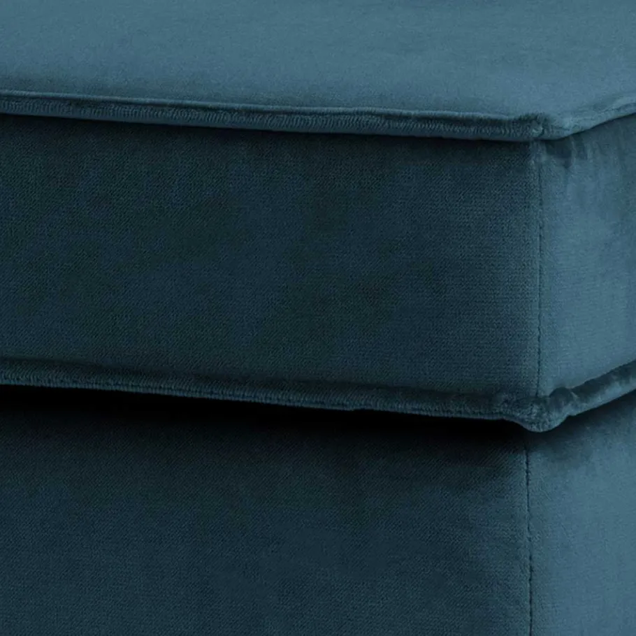 Hot Wohnen Samt Polsterhocker in Blau & Schwarz - Cumagon