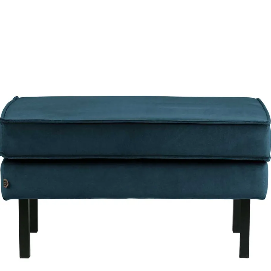Hot Wohnen Samt Polsterhocker in Blau & Schwarz - Cumagon