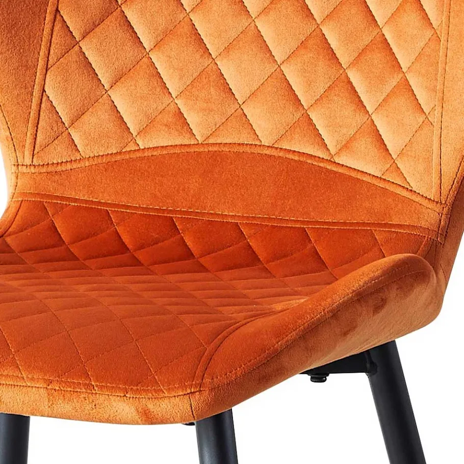 Clearance Wohnen Samt Polsterstühle in Orange - Gravita (4er Set)