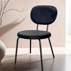 New Wohnen Samt Polsterstühle in Schwarz - Siao (2er Set)