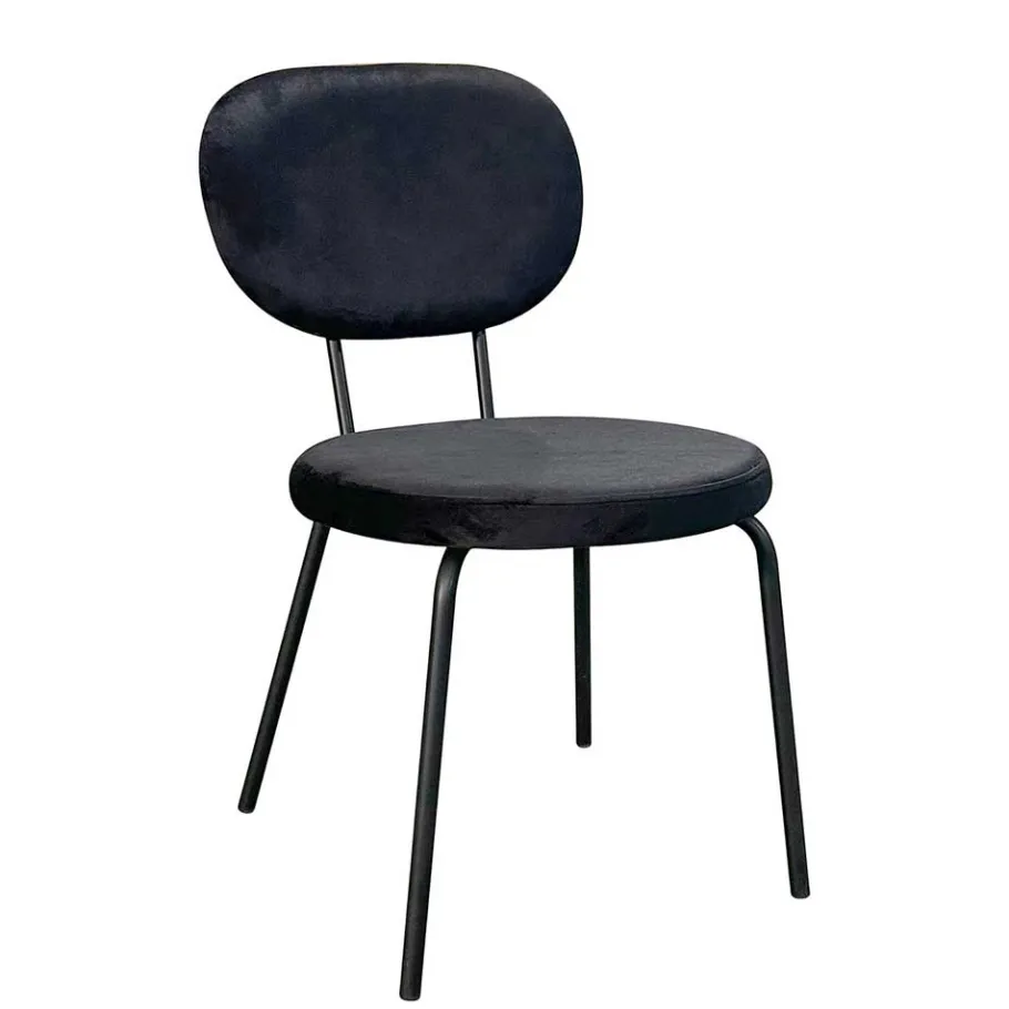 New Wohnen Samt Polsterstühle in Schwarz - Siao (2er Set)