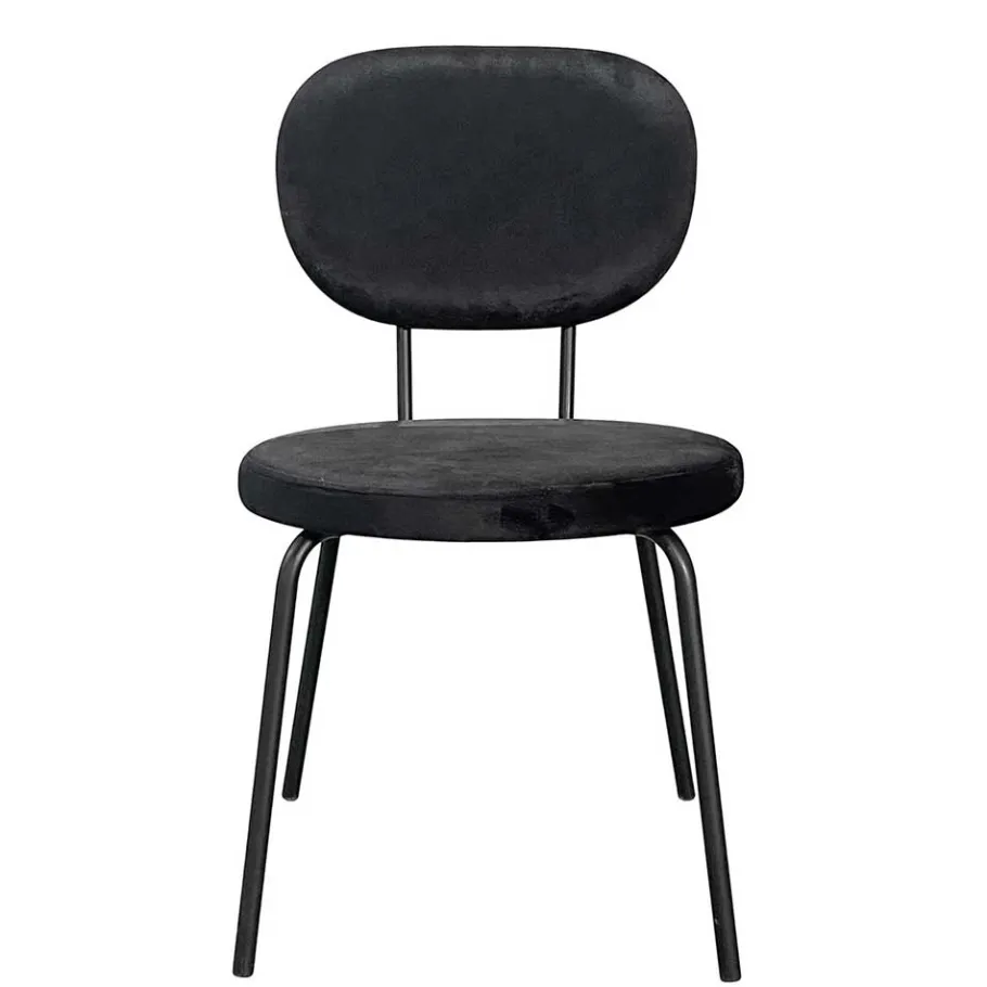 New Wohnen Samt Polsterstühle in Schwarz - Siao (2er Set)