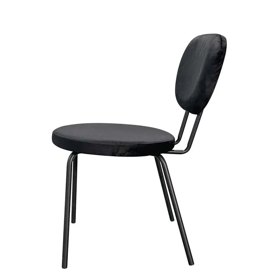 New Wohnen Samt Polsterstühle in Schwarz - Siao (2er Set)
