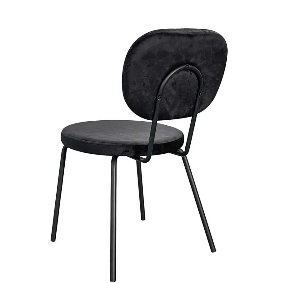 New Wohnen Samt Polsterstühle in Schwarz - Siao (2er Set)
