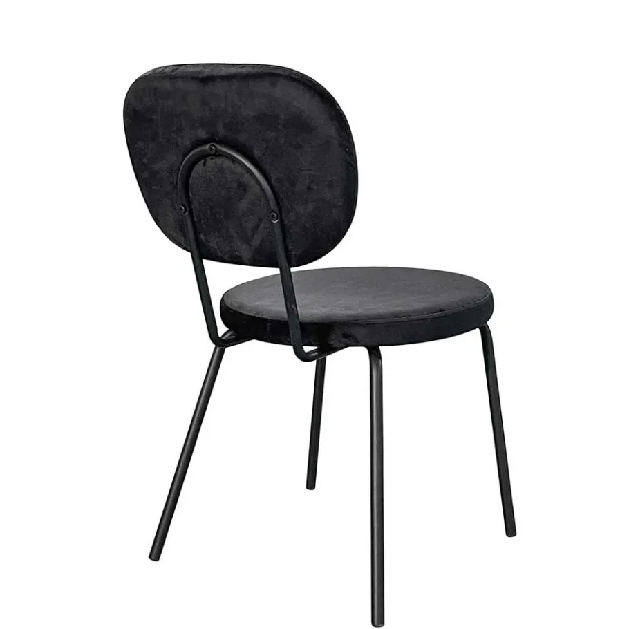 New Wohnen Samt Polsterstühle in Schwarz - Siao (2er Set)