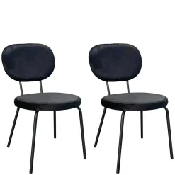 New Wohnen Samt Polsterstühle in Schwarz - Siao (2er Set)
