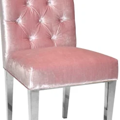 Hot Wohnen Samt Polsterstuhl in Rosa mit Edelstahl Gestell - Lucinda