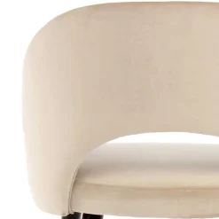 Wohnen Samt Polsterstuhl mit Armlehnen in Creme - Custon (2er Set)
