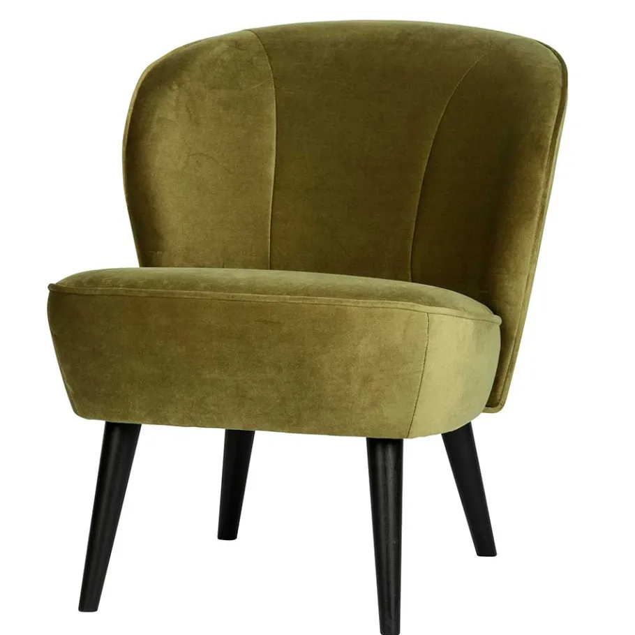 New Wohnen Samt Retro Sessel in Khaki Grün - Giva