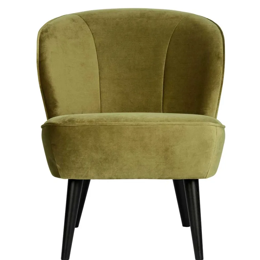 New Wohnen Samt Retro Sessel in Khaki Grün - Giva