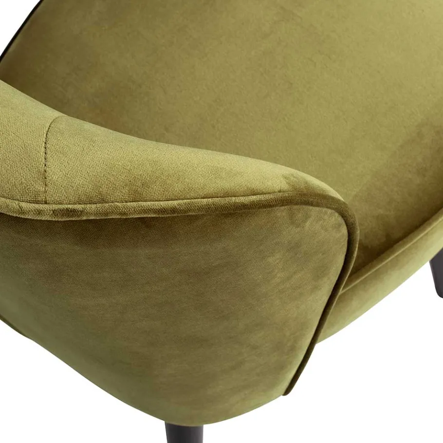New Wohnen Samt Retro Sessel in Khaki Grün - Giva