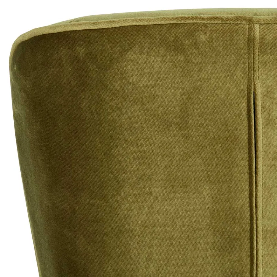 New Wohnen Samt Retro Sessel in Khaki Grün - Giva