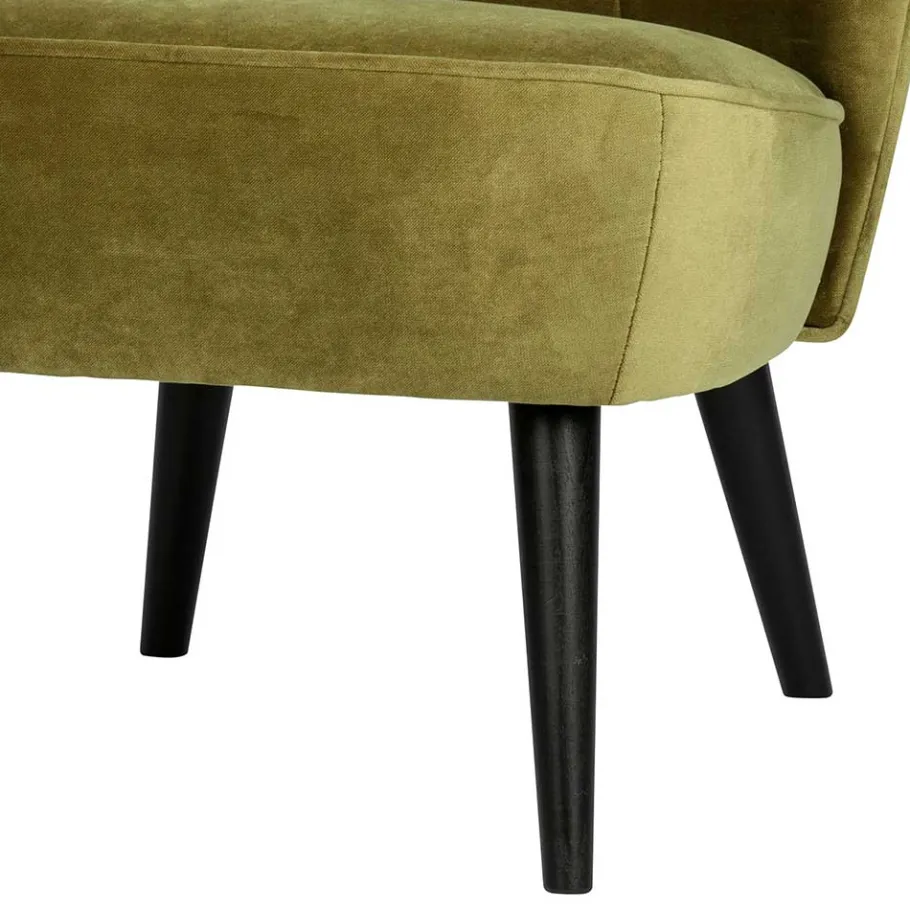 New Wohnen Samt Retro Sessel in Khaki Grün - Giva
