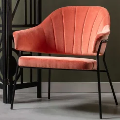 Discount Wohnen Samt Retrosessel in Apricot - Roryn
