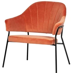 Discount Wohnen Samt Retrosessel in Apricot - Roryn