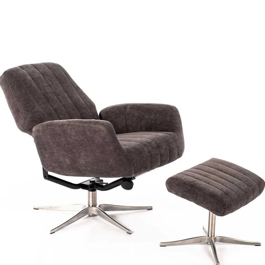 Best Wohnen Samt Retrosessel mit Fußhocker - Gilianoa (zweiteilig)