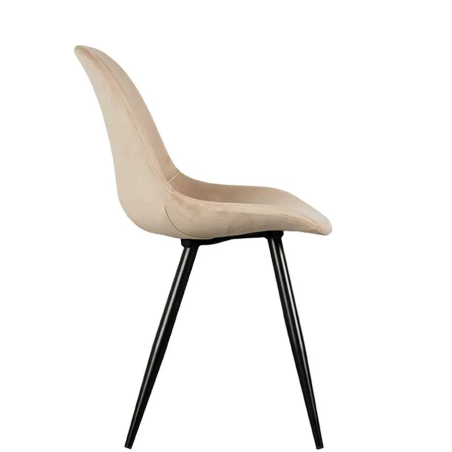 Hot Wohnen Samt Schalenstuhl in Beige - Jesafina (2er Set)