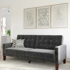 Outlet Wohnen Samt Schlafsofa in Grau - Nenna