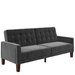 Outlet Wohnen Samt Schlafsofa in Grau - Nenna