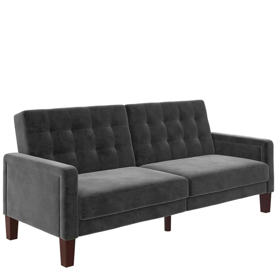 Outlet Wohnen Samt Schlafsofa in Grau - Nenna