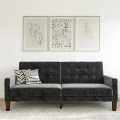 Outlet Wohnen Samt Schlafsofa in Grau - Nenna