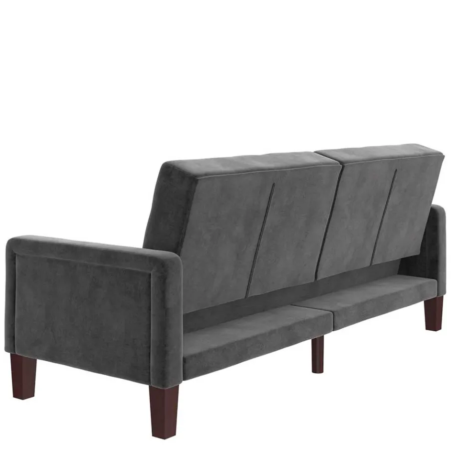 Outlet Wohnen Samt Schlafsofa in Grau - Nenna
