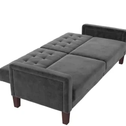 Outlet Wohnen Samt Schlafsofa in Grau - Nenna