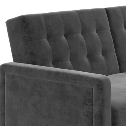 Outlet Wohnen Samt Schlafsofa in Grau - Nenna