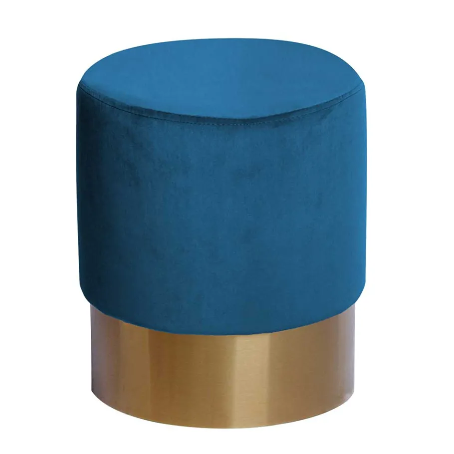 New Wohnen Samt Sitzhocker in Blau - Micuela