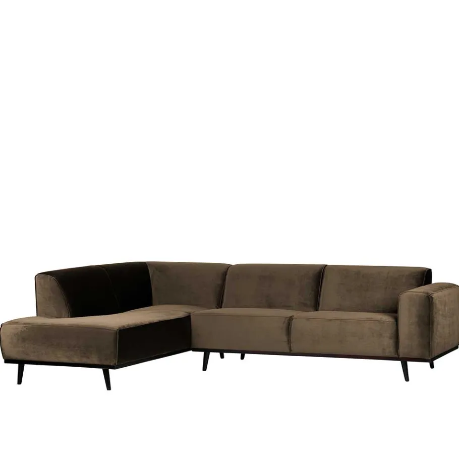 Outlet Wohnen Samt Sofa Eckgarnitur in Taupe - Matca