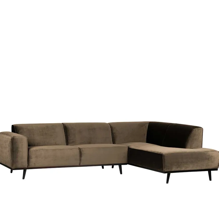 Outlet Wohnen Samt Sofa Eckgarnitur in Taupe - Matca