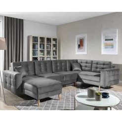 New Wohnen Samt Wohnlandschaft in Grau - Joyma