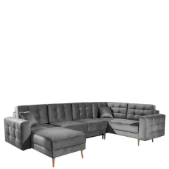 New Wohnen Samt Wohnlandschaft in Grau - Joyma