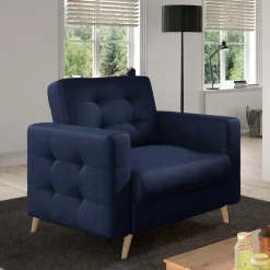 Clearance Wohnen Samt Wohnzimmersessel in Dunkelblau - Mauritius