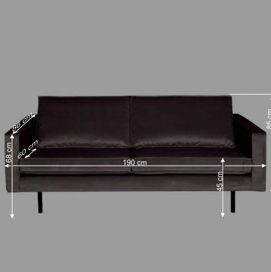 Clearance Wohnen Samtbezogene Retro Couch Ertrego in Anthrazit
