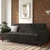 Online Wohnen Samtsofa mit Bettfunktion in Dunkelgrau - Rubanina