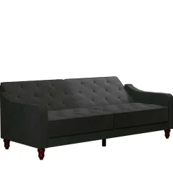 Online Wohnen Samtsofa mit Bettfunktion in Dunkelgrau - Rubanina