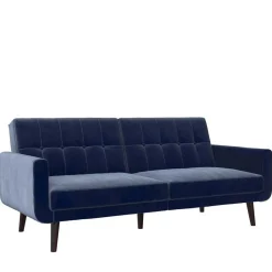 Discount Wohnen Samtsofa mit Bettfunktion in Blau - Luzillo