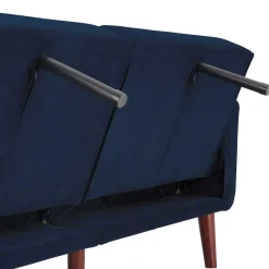 Discount Wohnen Samtsofa mit Bettfunktion in Blau - Luzillo