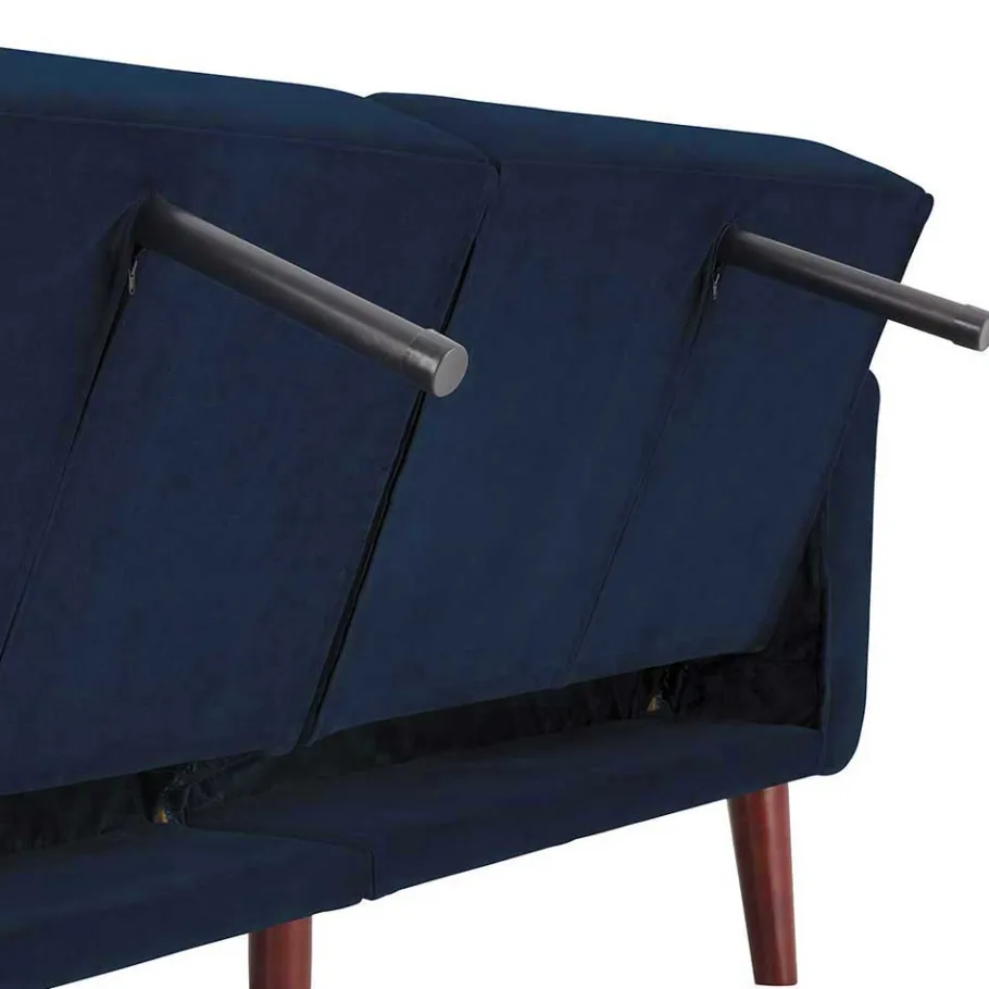 Discount Wohnen Samtsofa mit Bettfunktion in Blau - Luzillo