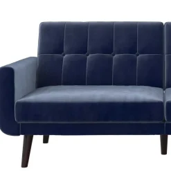 Discount Wohnen Samtsofa mit Bettfunktion in Blau - Luzillo