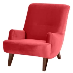 New Wohnen Samtvelours Lesesessel in Rot - Haniata