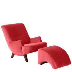 New Wohnen Samtvelours Lesesessel in Rot - Haniata