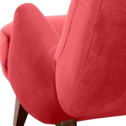 New Wohnen Samtvelours Lesesessel in Rot - Haniata