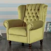 New Wohnen Samtvelours Ohrensessel im Chesterfield Look - Erulina