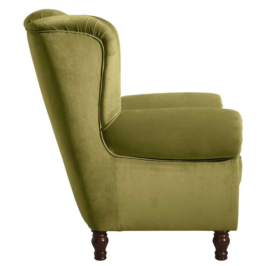 New Wohnen Samtvelours Ohrensessel im Chesterfield Look - Erulina