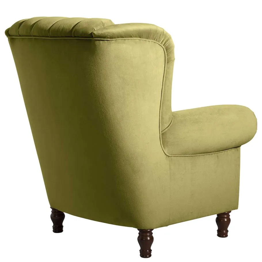 New Wohnen Samtvelours Ohrensessel im Chesterfield Look - Erulina